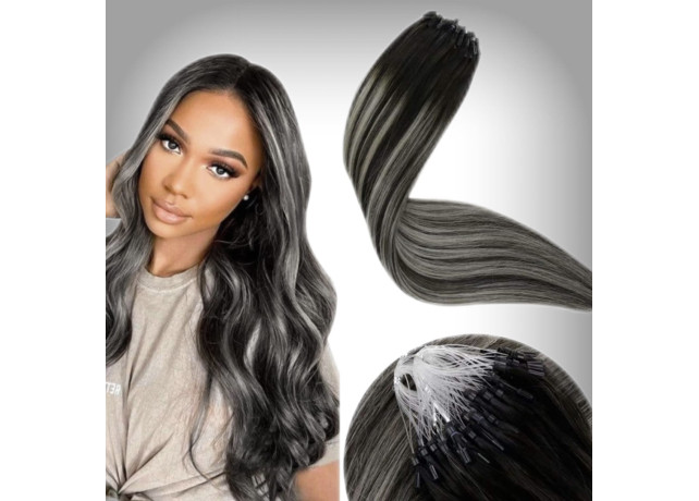 Extensii Microring Russian Hair Balayage #1/Light Grey